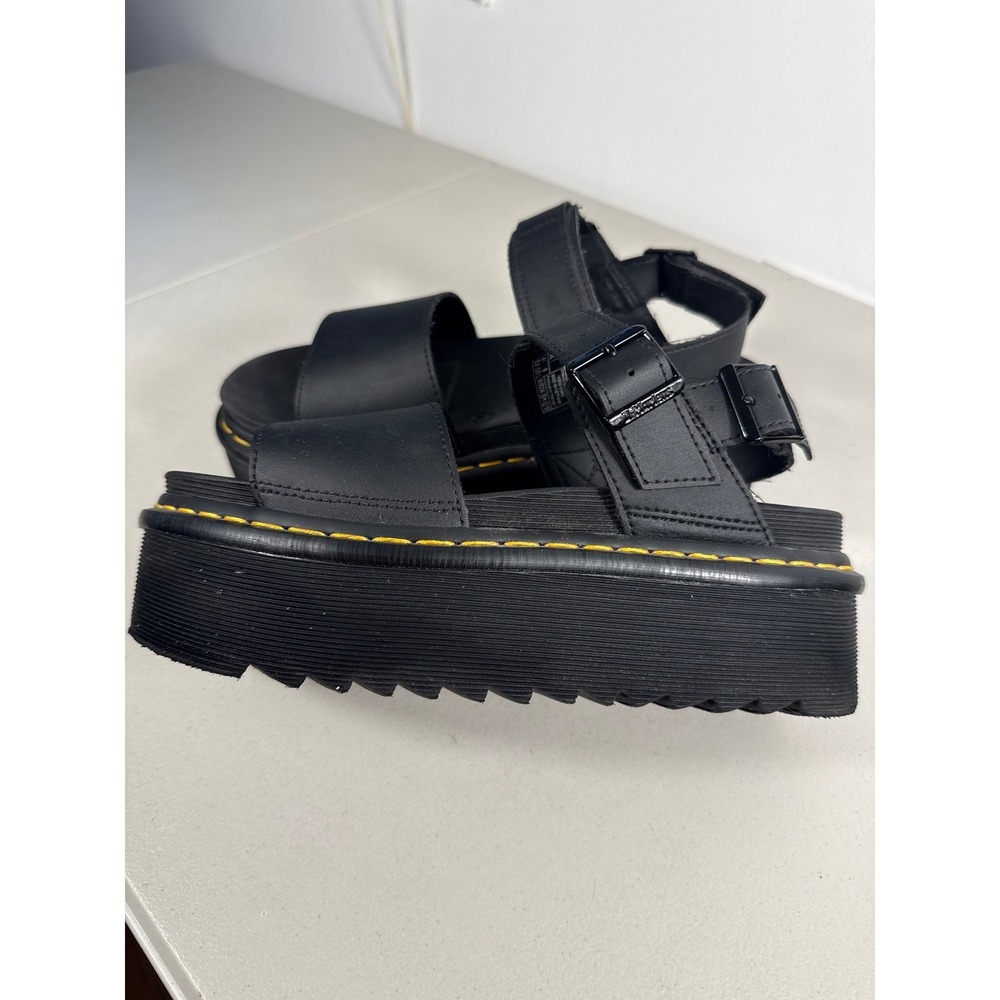 Dr. Martens Voss Quad Black Leather Platform Sandals Womens 9 AW004 SH 02 W